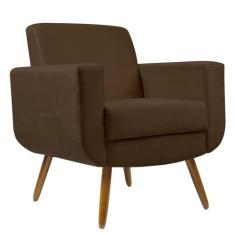 Poltrona Decorativa Pés Palito Cristal Suede Marrom - Kasa Sofá