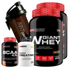 Kit 2x Giant Whey 900g + BCAA 4,5 100g + Power Creatina 100g + Coquete