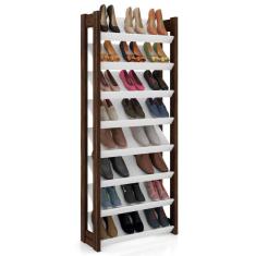 Armário Multiuso Sapateira Az1006 Branco Nogal Tecno Mobili