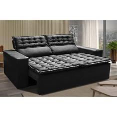 Sofá Retrátil e Reclinável Cama Inbox Slim 1,50m Tecido Suede Velusoft Preto