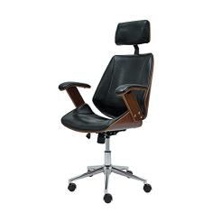 Cadeira Office Lisboa PU Preto base giratória cromada