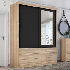 Guarda Roupa Solteiro Capri 2 Portas 6 Gav C/Espelho Teka/onix