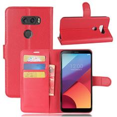 Capa para LG V30, capa carteira flip de couro PU premium com compartimento para cartão, suporte e fecho magnético [capa interna de TPU à prova de choque] Compatível com LG V30