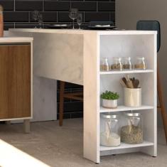 Bancada de Cozinha Sup 3592 com 3 Prateleiras Luciane, Mármore