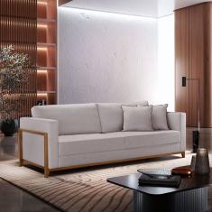 Sofá 3 Lugares Fixo Paris Linho para Sala de Estar Cinza