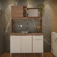 Cozinha Elegance Compacta 4 Portas 1 Gaveta Nicho para Micro Manchester/Branco