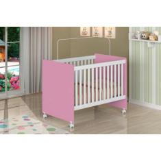 Berço padrão americano com Suporte Mosquiteiro CAT em MDF com Rodízios