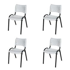 Kit Com 4 Cadeiras ISO Empilhável Tubo Oblongo Para Escritório Igreja 