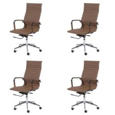Kit 4 Cadeiras Escritório Presidente Esteirinha Rodízio Relax material