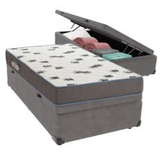 Cama Box Solteiro com Bau Ortobom D33 Light Cinza