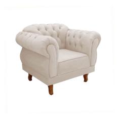 Poltrona Decorativa Chesterfield Capitonê Elisabeth Suede Nude