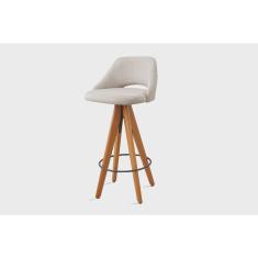 Banqueta Madeira Giratória Estofada com Encosto Nicole