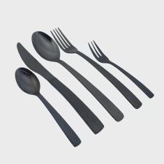 Faqueiro Norah 30 Peças Aço Inox Black Martelado Mimo Style