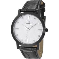 Relógio Champion Feminino Couro Preto Cn24226m