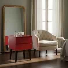 Mesa de Cabeceira Penteadeira Mesa Lateral de Apoio Vermelho Laca