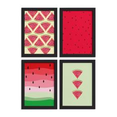 Quadros Decorativos Melancias Moldura Preta 4un 22x32cm - Quartinhos