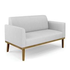 Sofá Namoradeira Base De Madeira Fixa Castanho Marisa Linho D03 - D?rossi Cor A05 Cinza