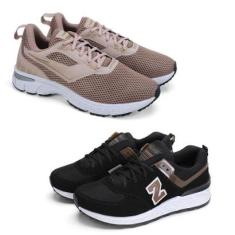 Kit 2 Pares Tênis Fitness Esporte Cadarço Conforto Dia a Dia-Masculino