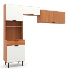 Cozinha Compacta Modulada 4 Portas 1 Gaveta Vittoria Marrom/Freijó/Off