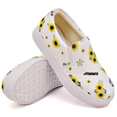 Slip On Tenis Feminino Estampado de Tecido com Elasticos e Sola Alta Reta
