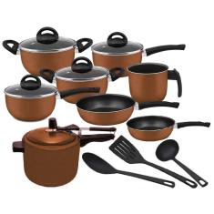 Conjunto de panelas teflon 08 peças cioccolato