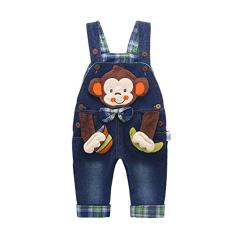 KIDSCOOL SPACE Macacão bebê menino menina Jean, roupa infantil de macaco 3D jeans, azul, 3-4 anos
