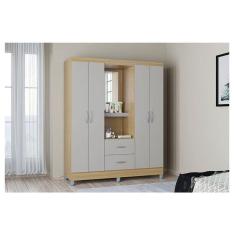 Guarda Roupa Solteiro Ambiente Cordoba 4 Portas Damasco Off White - Poquema