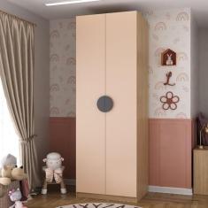 Guarda Roupa Infantil Modulado 2 Portas com Cabideiro Joy Kids Cabecasa Madeiramadeira Salmão