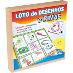 Carlu Brinquedos - Loto de Desenhos e Rimas Jogo Educativo, 5+ Anos, Multicolorido, 1794