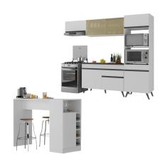 Cozinha Modulada Com Bancada Americana Veneza Multimóveis Mp2208 Branco/preto Branco/preto