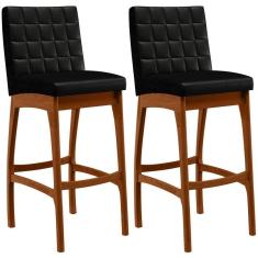 Kit 02 Banquetas Altas Cozinha Mila L02 Facto Preto