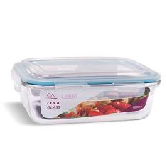 Pote de Vidro Retangular com Tampa Hermética 1520ml Cor:Azul (QH)