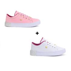 Tênis Juvenil Para Crianças Meninas Kit Dois Pares Infantil Escolar So