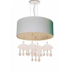 Lustre Pendente Infantil Nuvens Com Cúpula 40X15 Azul Bebê - Tom luz