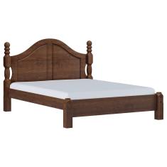 Cama de Casal Queen Clássica 218cm x 172,5cm Café Ouro Madeira Pinus - Finestra