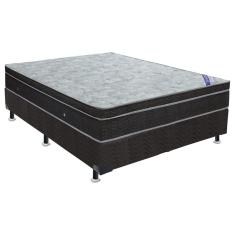 Cama Box King: Colchão Molas Ortobom Nanolastic Light Selado + Base crc Suede Black(186x198)