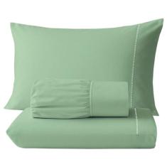 Jogo de Lençol 3 Peças 400 Fios Ponto Palito Cama Solteiro Casal Queen