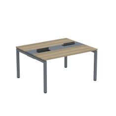 Mesa Plataforma Dupla Com Pé De Aço Para Coworking 140x120 Pdc14-12-2p Noce Naturalle-grafito