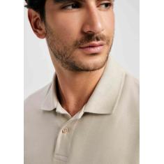 Camisa Polo Básica Masculina Manga Curta Em Piquet - Hering, XG, Bege
