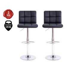 Kit 2 Banquetas Para Cozinha Giratória Alta Gomos Giratoria e Confortavel Preta