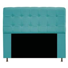 Cabeceira Estofada Mel 160 cm Queen Size Com Botonê Suede Azul Turquesa - ADJ Decor