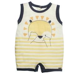 Macacão Curto Para Bebê Ursinho Amarelo - Anjos Baby