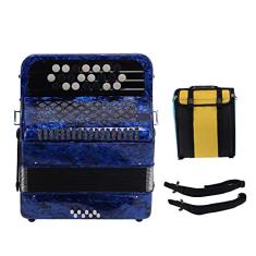 Acordeão de Piano de Mão, Instrumento de Acordeão Fácil, Acordeão para Tocar 22 Teclas e 8 Baixos de Madeira e Material Metálico, Instrumento Musical de Acordeão Infantil, para