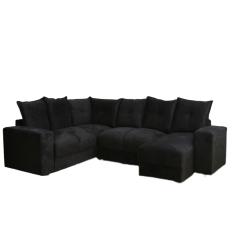 Sofá de Canto 6 lugares Tecido Suede Preto