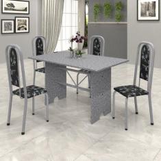 Conjunto de Mesa 120x75cm Tampo Granito com 4 Cadeiras Lavínea - Soma 