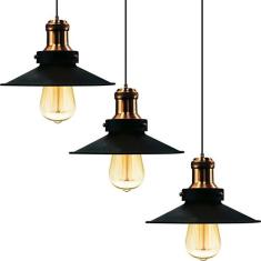Kit 3 Pendentes Industrial 22 Cm Vintage Retro Nordic Loft - Marryluz