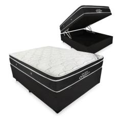Cama Box Com Baú Casal + Colchão De Molas Ensacadas - Ortobom Elegant 