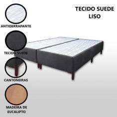 Base Box Queen Bipartido Padrão Suede Liso (1,58 x 1,88 m) Com 37 cm d
