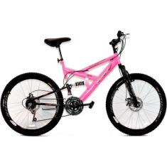 Bicicleta Aro 26 MTB 18V Full Suspention Duplo Freio a Disco Max 260 P