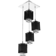 Lustre Pendente Quadclear Organza Quadrado Preto Magnífico - MARRYLUZ